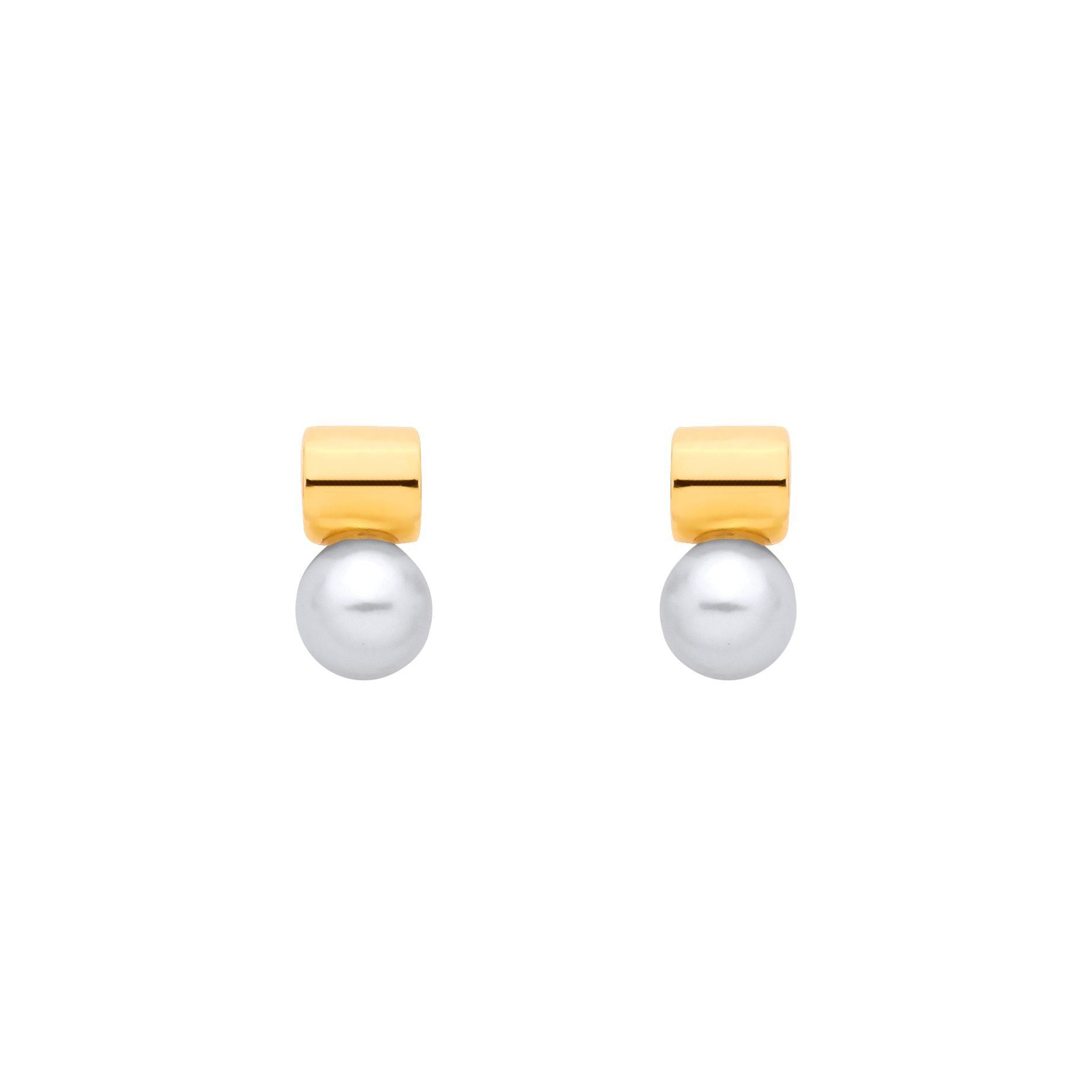 Gold-plated Silver  Pearl Full Moon Lightbulb Drop Earrings - EAG1375