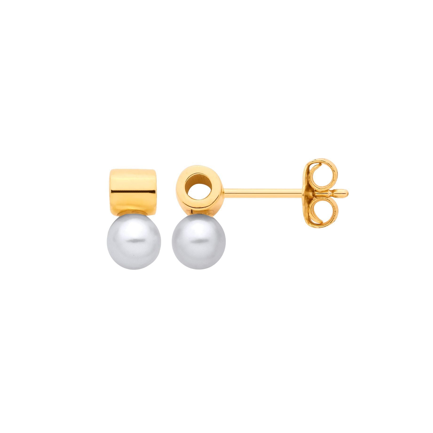 Gold-plated Silver  Pearl Full Moon Lightbulb Drop Earrings - EAG1375