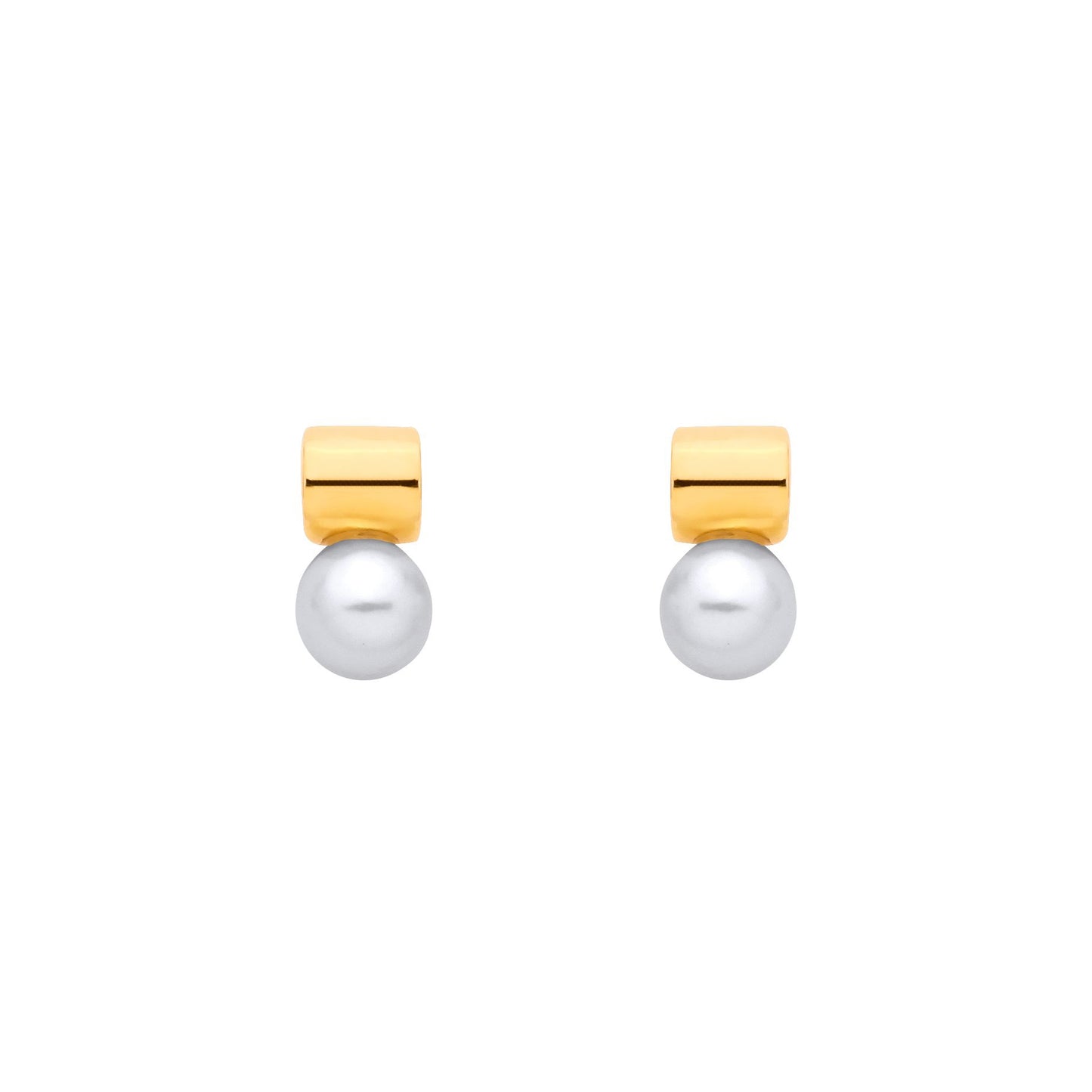 18K Gold Plated Sterling Silver Fresh Water Pearl Stud Earrings - EAG1375