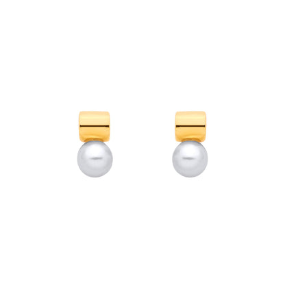 18K Gold Plated Sterling Silver Fresh Water Pearl Stud Earrings - EAG1375