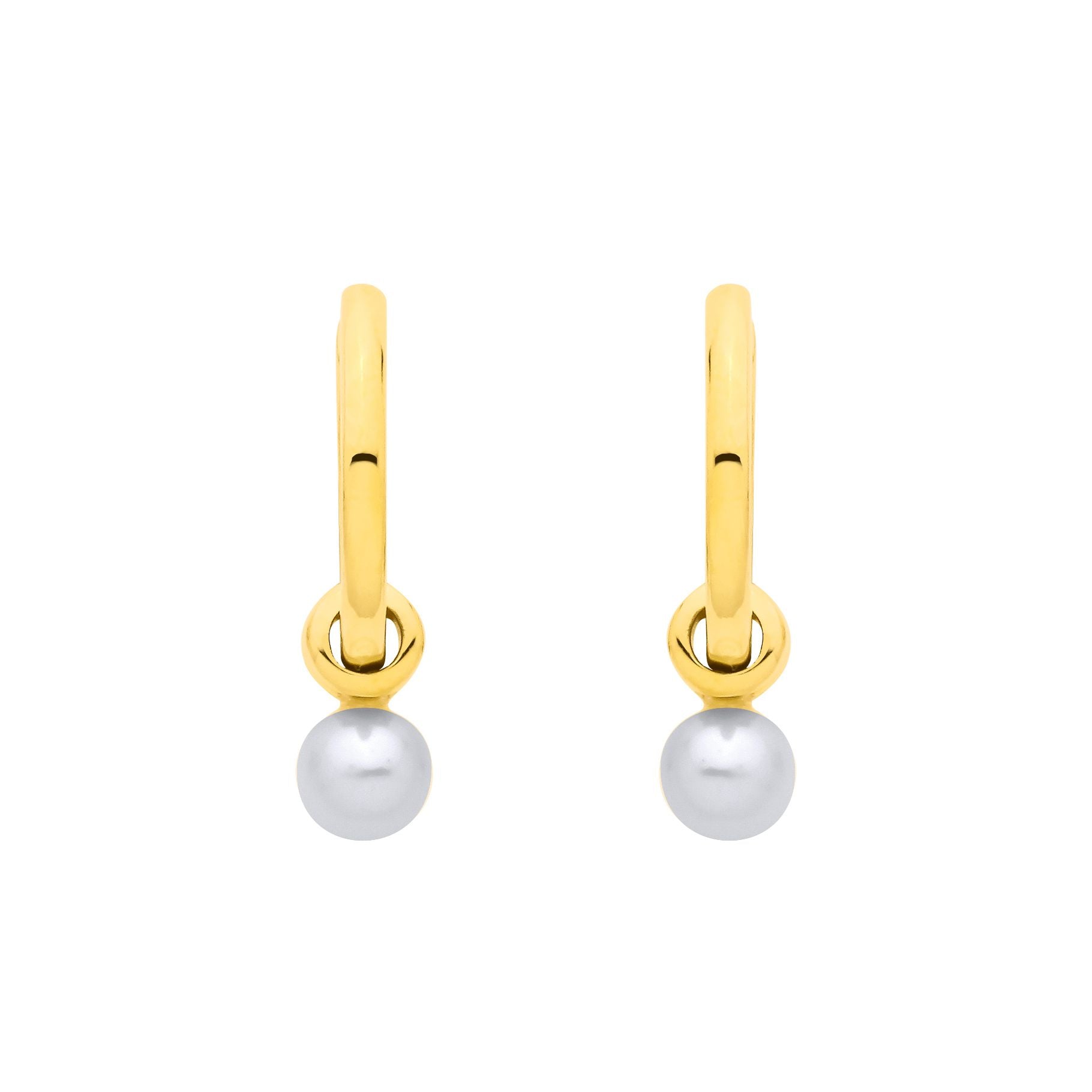 18K Gold Plated Silver Fresh Water Pearl Huggie Hoop Earrings - EAG1376