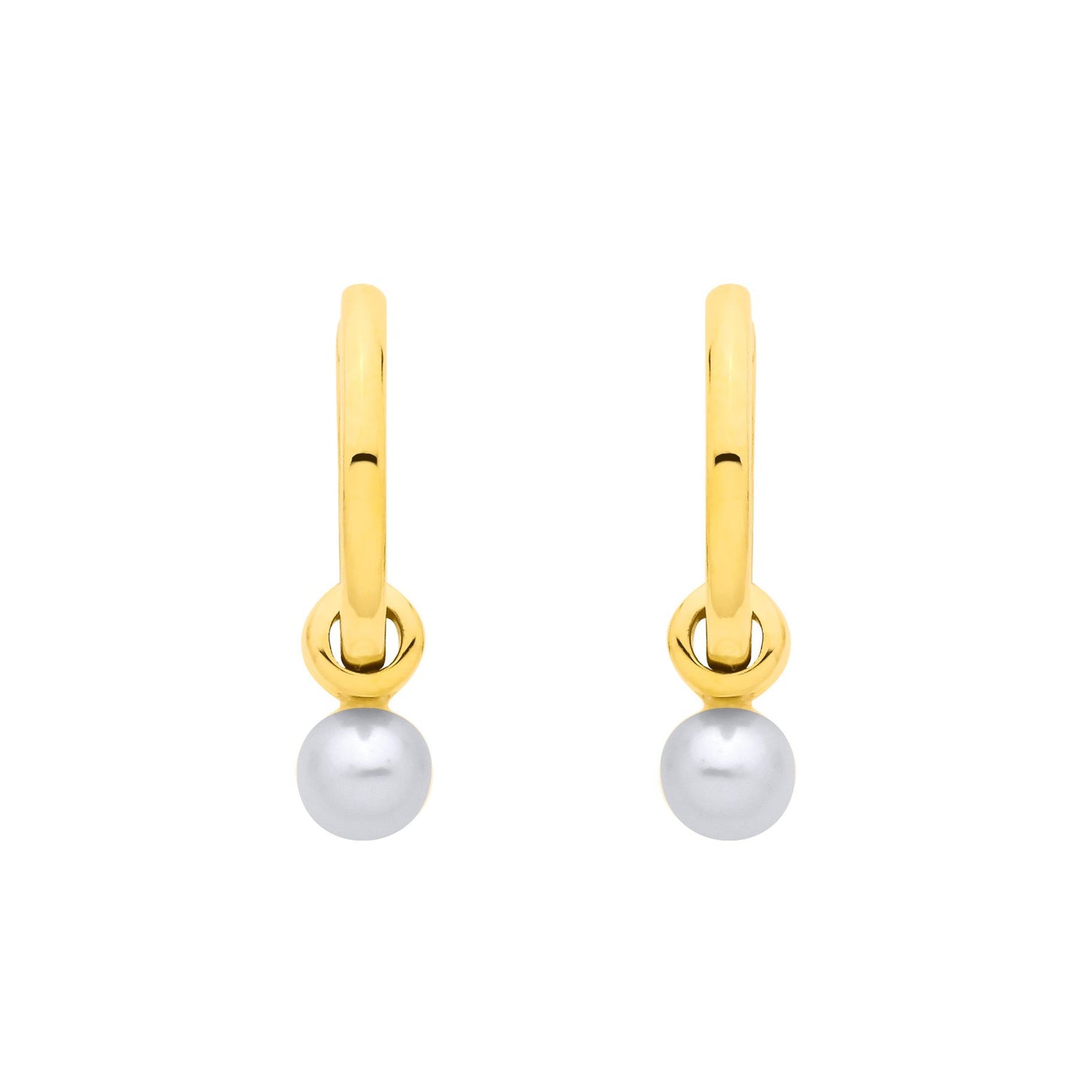 18K Gold Plated Sterling Silver Fresh Water Pearl Huggie Hoop Earrings - EAG1376