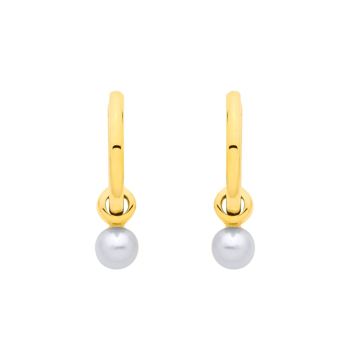 Gold-plated Silver  Pearl Triple Band Tunnel Orbit Drop Earrings - EAG1376