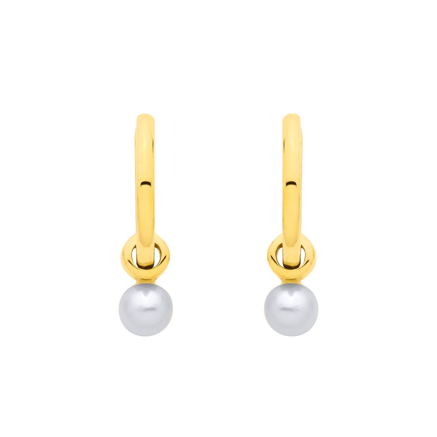 Gold-plated Silver  Pearl Triple Band Tunnel Orbit Drop Earrings - EAG1376