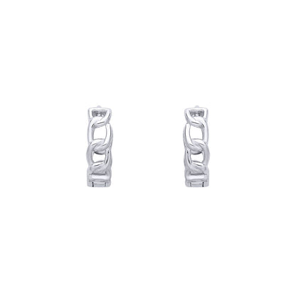 Sterling Silver Chain Link Huggie Hoop Earrings - EAG1384