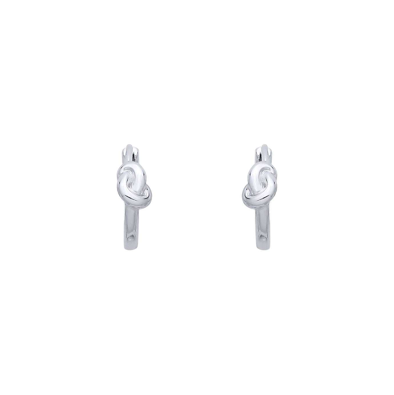 Sterling Silver Knot Huggie Hoop Earrings - EAG1385