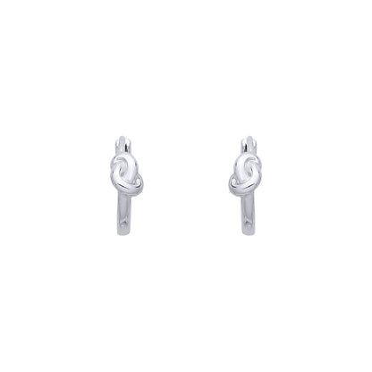 Sterling Silver Knot Huggie Hoop Earrings - EAG1385