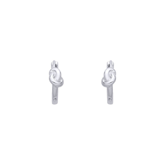 Sterling Silver Knot Huggie Hoop Earrings - EAG1385