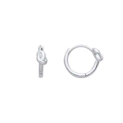 Sterling Silver Knot Huggie Hoop Earrings - EAG1385