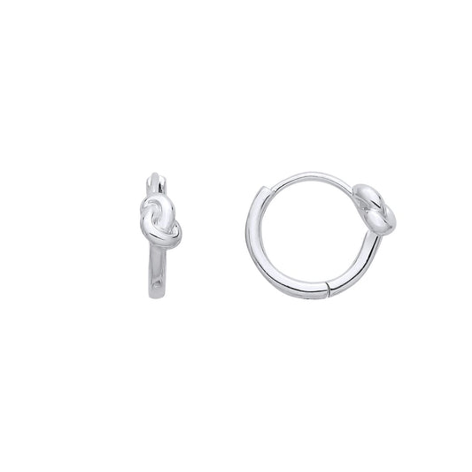 Sterling Silver Knot Huggie Hoop Earrings - EAG1385