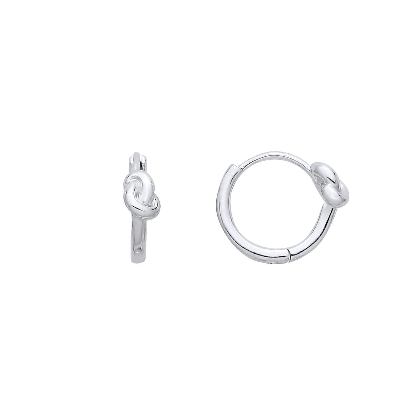 Silver  Pretzel Knot Huggie Hoop Earrings - EAG1385
