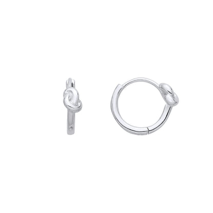 Silver  Pretzel Knot Huggie Hoop Earrings - EAG1385