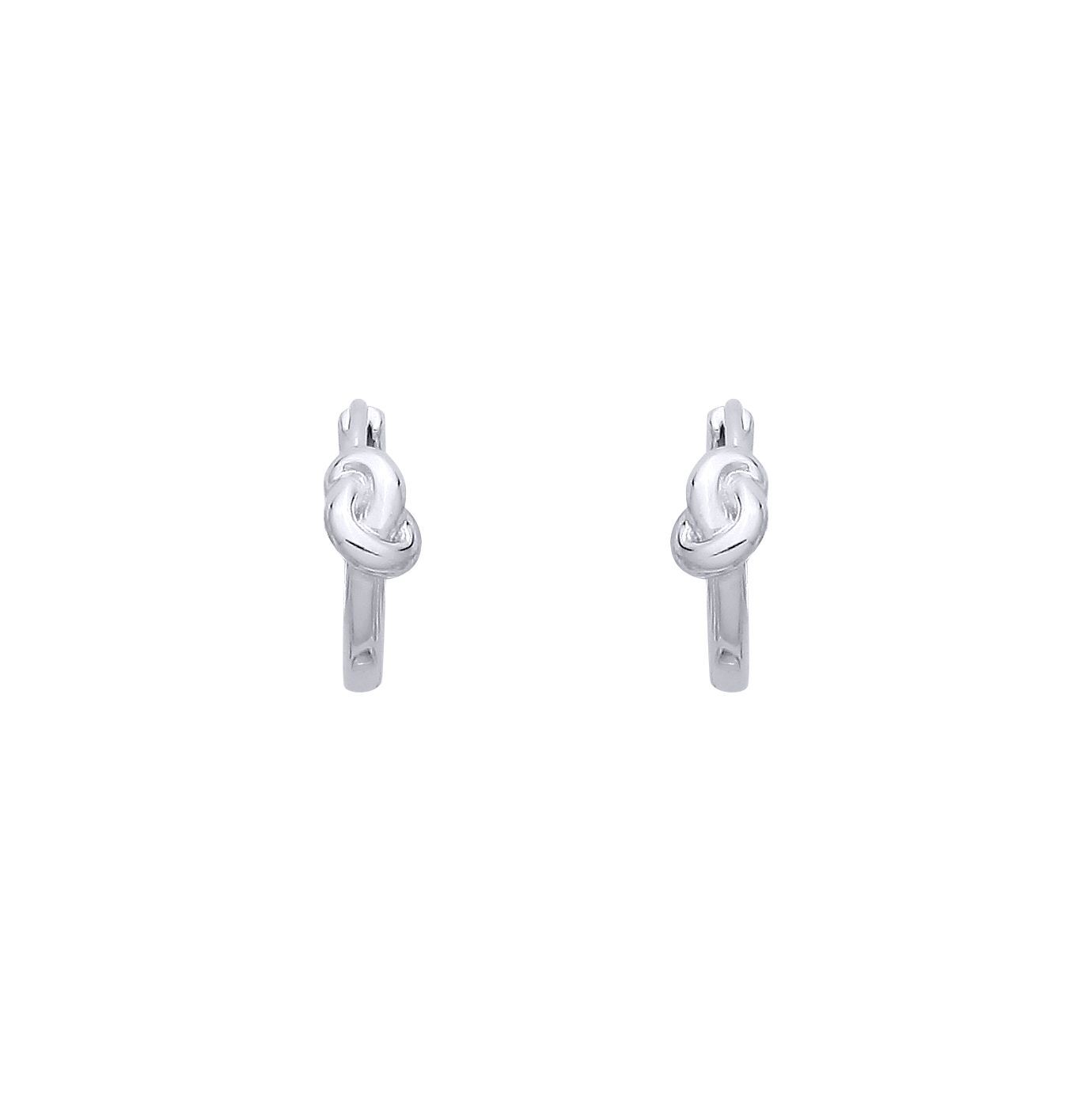 Silver  Pretzel Knot Huggie Hoop Earrings - EAG1385