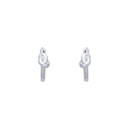 Silver  Pretzel Knot Huggie Hoop Earrings - EAG1385