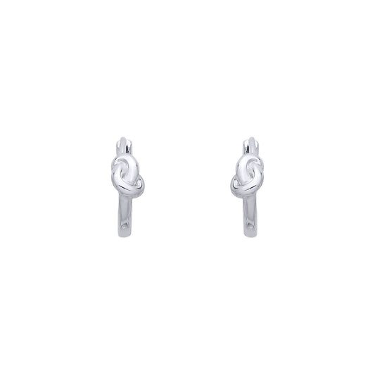 Silver  Pretzel Knot Huggie Hoop Earrings - EAG1385