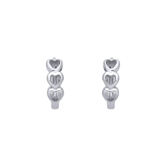 Silver  Trilogy Open Love Heart Huggie Hoop Earrings - EAG1386