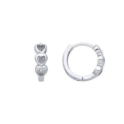 Silver  Trilogy Open Love Heart Huggie Hoop Earrings - EAG1386
