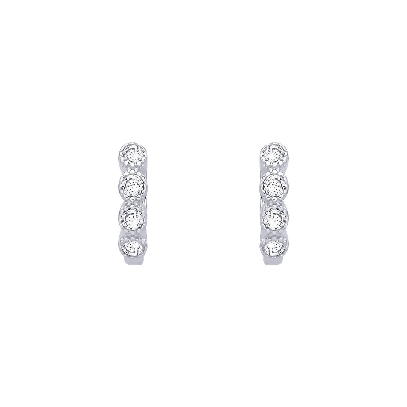 Sterling Silver CZ Huggie Hoop Earrings - EAG1389