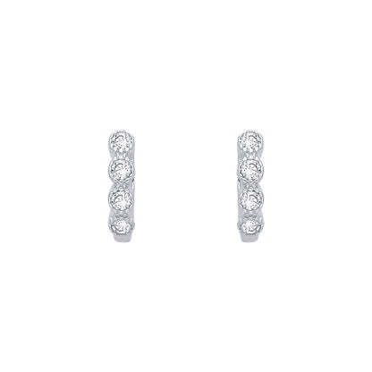 Sterling Silver CZ Huggie Hoop Earrings - EAG1389