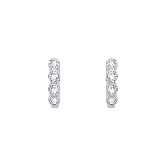 Sterling Silver CZ Huggie Hoop Earrings - EAG1389
