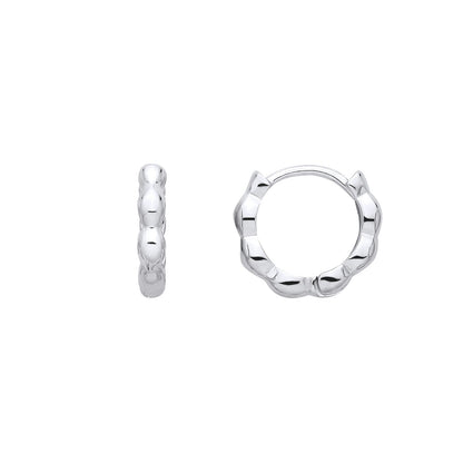 Sterling Silver Beaded Huggie Hoop Earrings - EAG1390