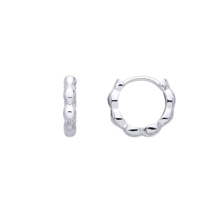 Sterling Silver Beaded Huggie Hoop Earrings - EAG1390