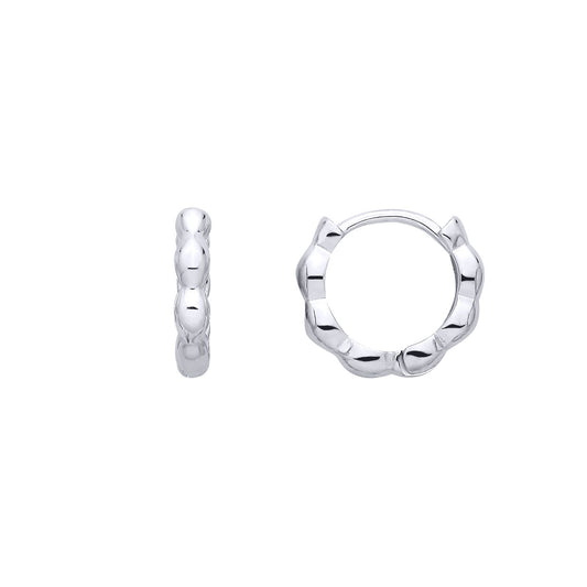 Sterling Silver Beaded Huggie Hoop Earrings - EAG1390