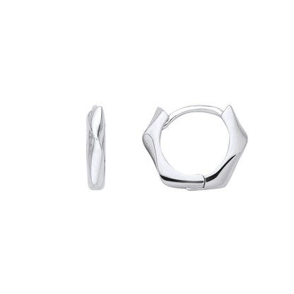 Sterling Silver Geometric Hexagon Huggie Hoop Earrings - EAG1391