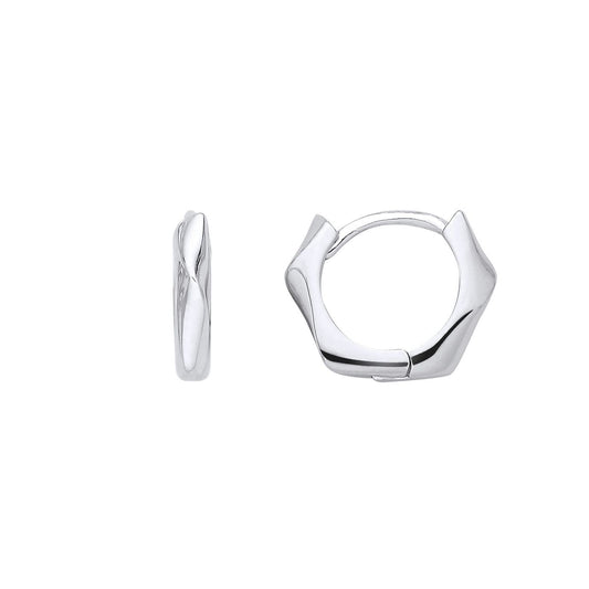 Silver  Wavy Hexagonal Huggie Creole Hoop Earrings - EAG1391