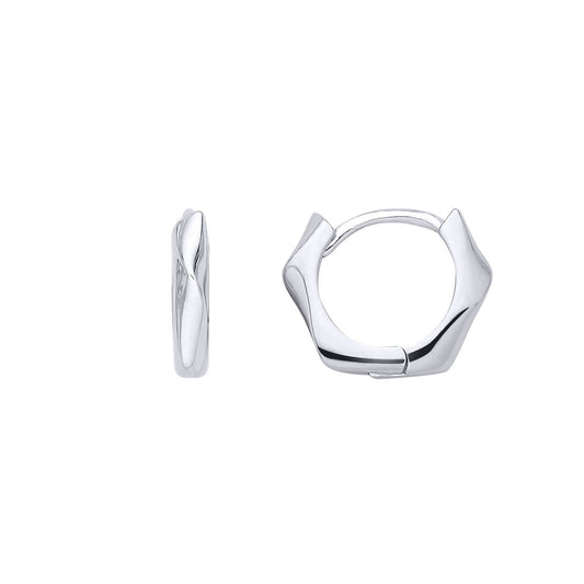 Silver  Wavy Hexagonal Huggie Creole Hoop Earrings - EAG1391