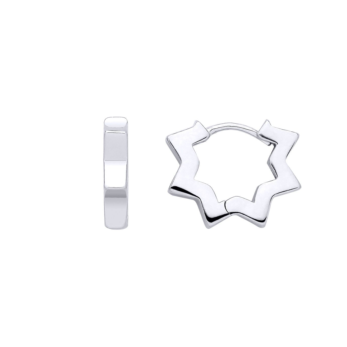 Sterling Silver Star Huggie Hoop Earrings - EAG1392