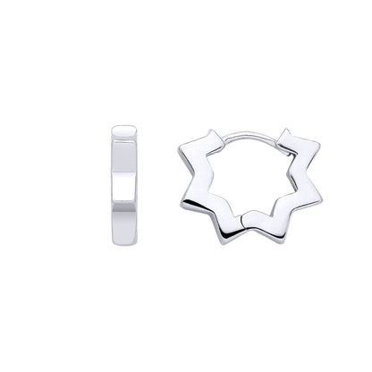 Sterling Silver Star Huggie Hoop Earrings - EAG1392