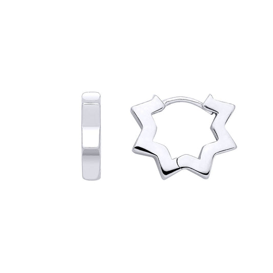 Sterling Silver Star Huggie Hoop Earrings - EAG1392