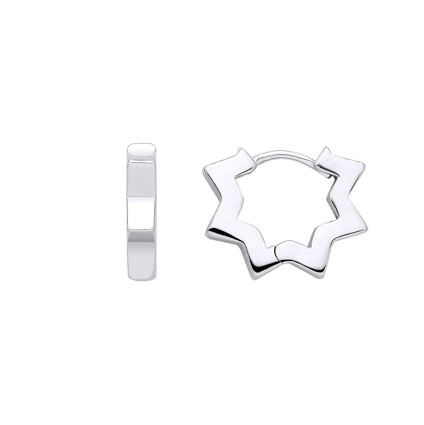 Sterling Silver Star Huggie Hoop Earrings - EAG1392