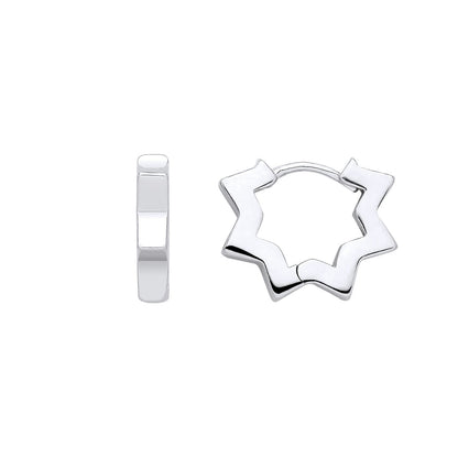 Sterling Silver Star Huggie Hoop Earrings - EAG1392