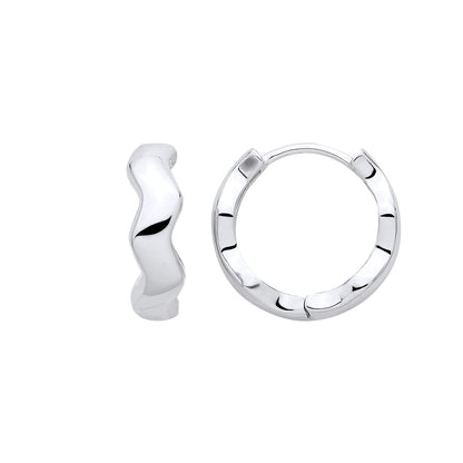 Sterling Silver Twisted Wave Huggie Hoop Earrings - EAG1394