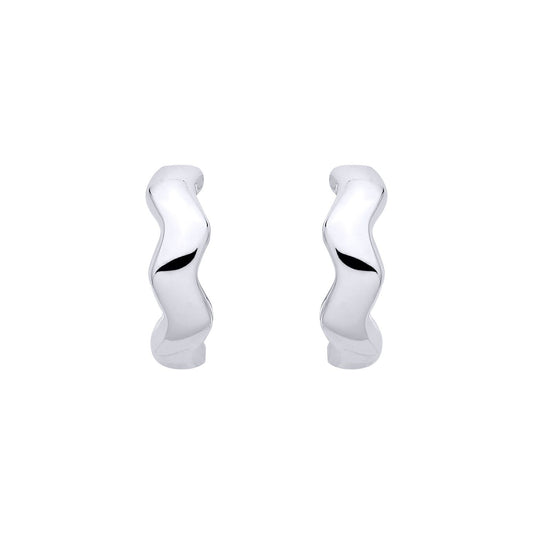 Sterling Silver Twisted Wave Huggie Hoop Earrings - EAG1394