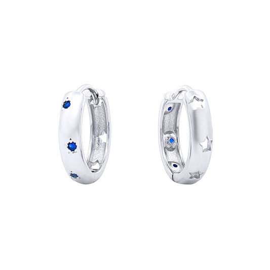 Silver  Cut-out Starry Skies Huggie Hoop Earrings - EAG1395