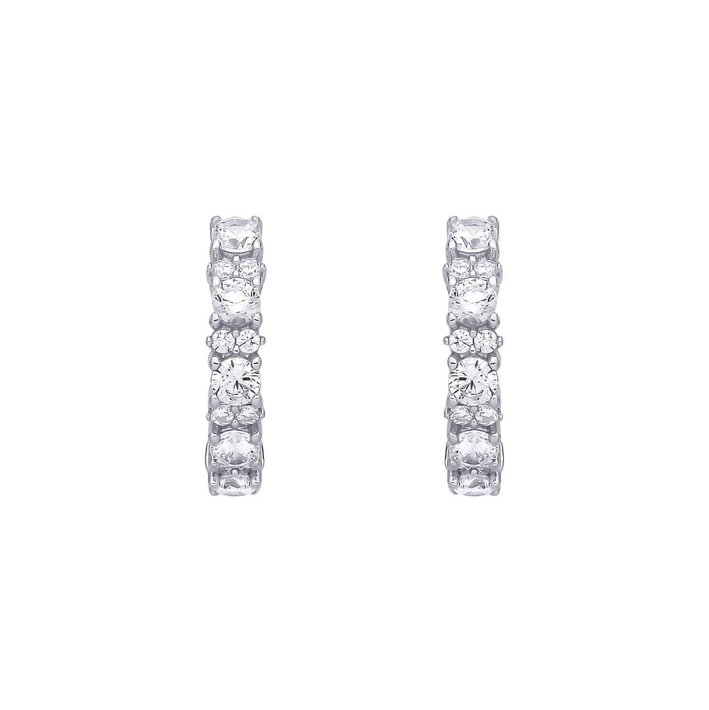 Sterling Silver CZ Cluster Huggie Hoop Earrings - EAG1396