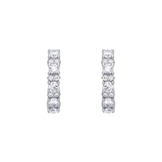 Sterling Silver CZ Cluster Huggie Hoop Earrings - EAG1396