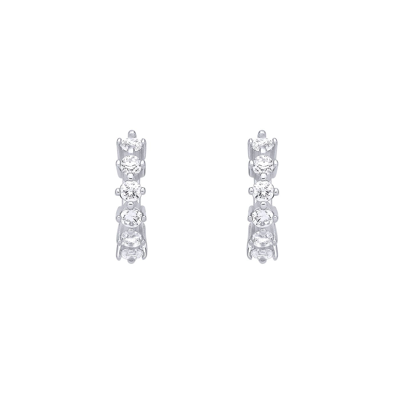 Sterling Silver CZ Huggie Hoop Earrings - EAG1397