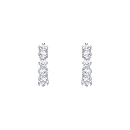 Sterling Silver CZ Huggie Hoop Earrings - EAG1397