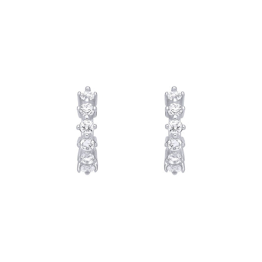Sterling Silver CZ Huggie Hoop Earrings - EAG1397