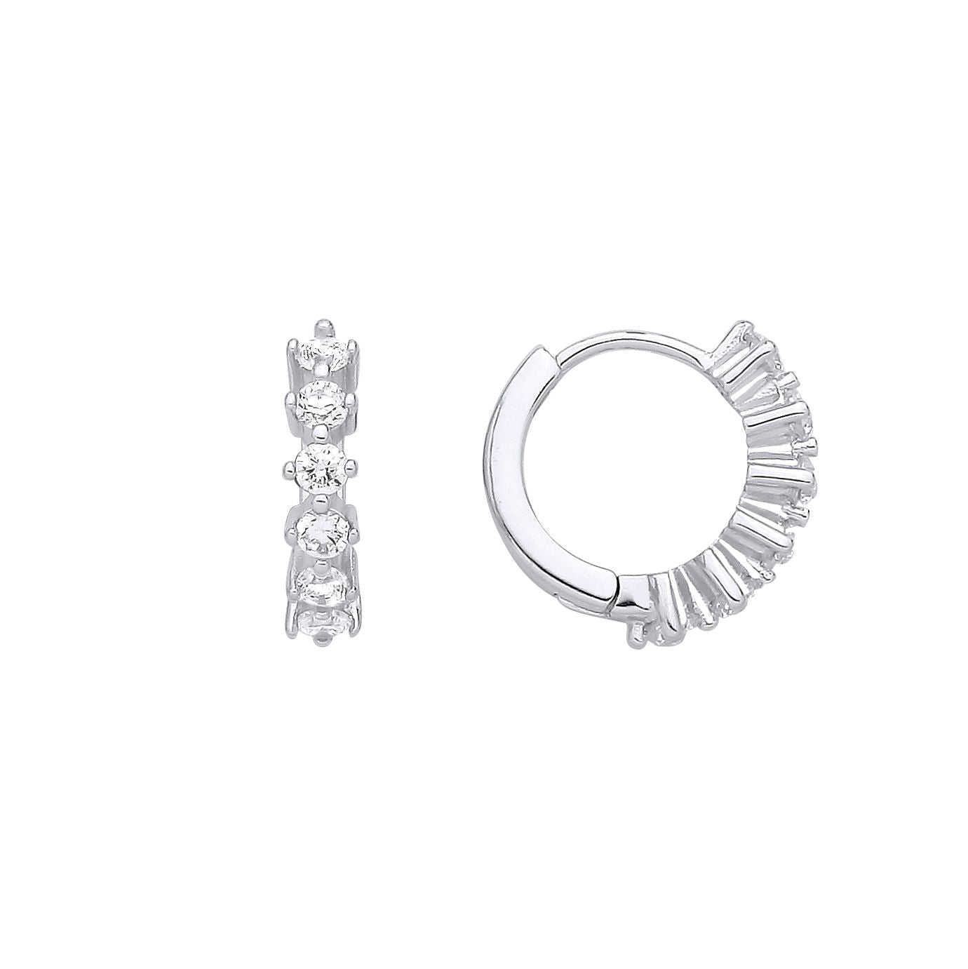Sterling Silver CZ Huggie Hoop Earrings - EAG1397