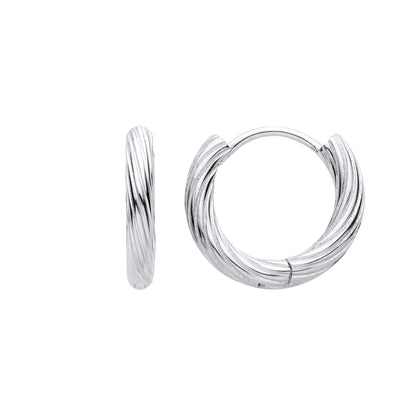 Silver  Candy Twist Huggie Hoop Earrings - EAG1399