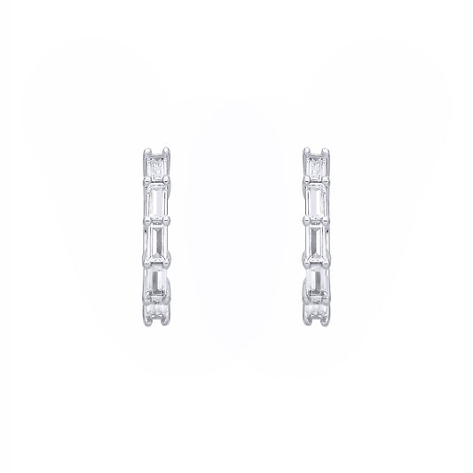 Sterling Silver CZ Huggie Hoop Earrings - EAG1401