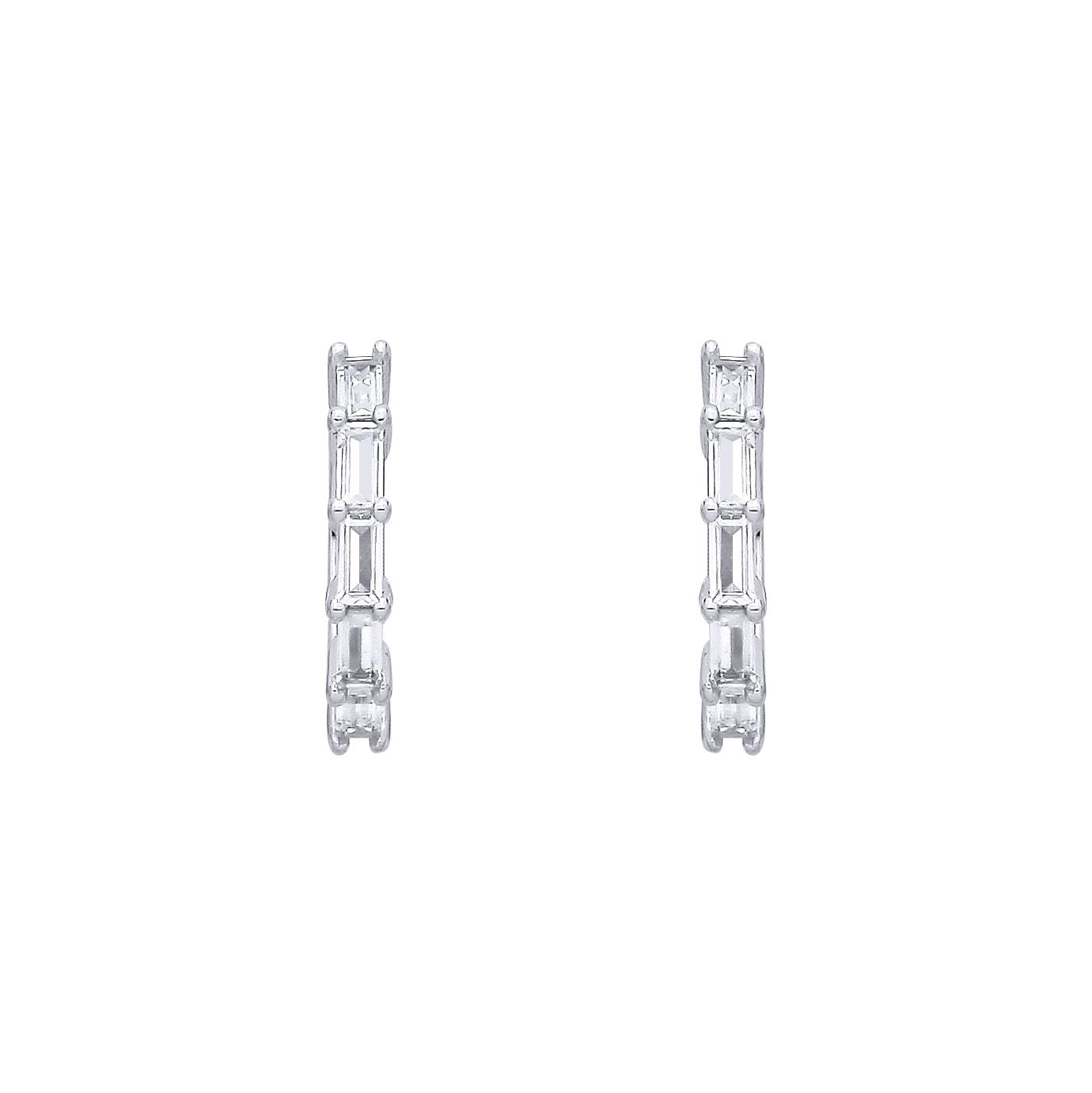 Sterling Silver CZ Huggie Hoop Earrings - EAG1401