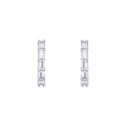 Sterling Silver CZ Huggie Hoop Earrings - EAG1401