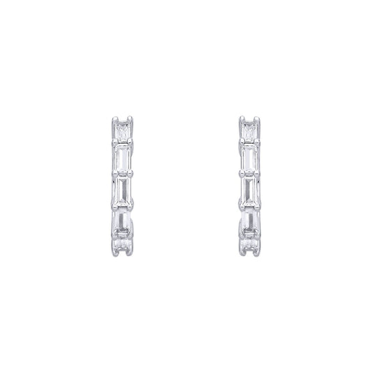 Sterling Silver CZ Huggie Hoop Earrings - EAG1401