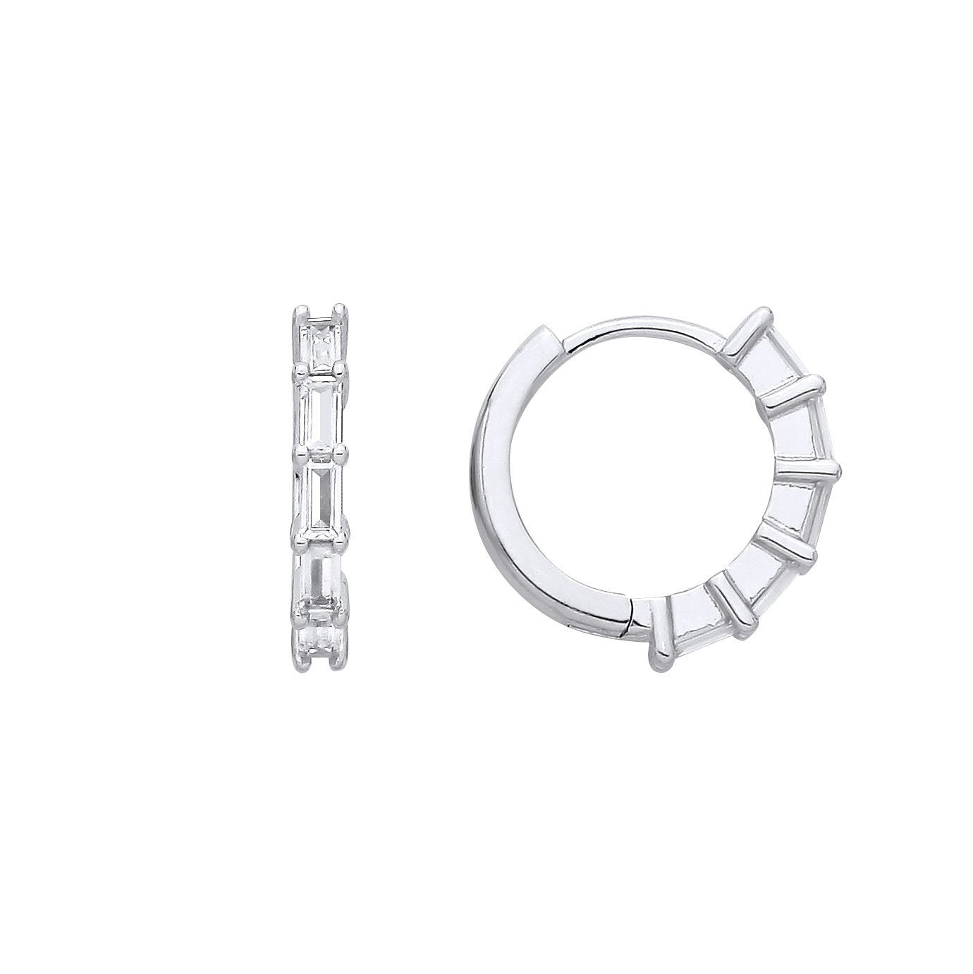 Sterling Silver CZ Huggie Hoop Earrings - EAG1401